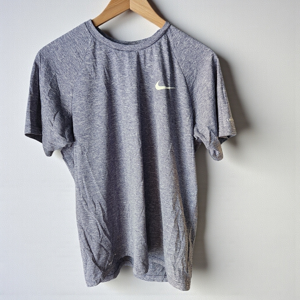 Nike Dri Fit Hydroguard Swim Shirt Mens M Heather Grey UPF 40+ Rashguard Raglan